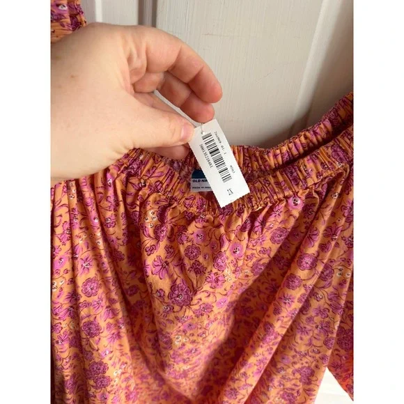 NEW Women's Colorful Pink Orange Floral Mini Relaxed Twill Swing Dress XXL - Picture 5 of 5